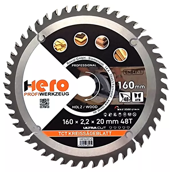 Kreissägeblatt 160 x 20/16 mm 48Z Profi HM Sägeblatt TCT Sägeblätter Holz