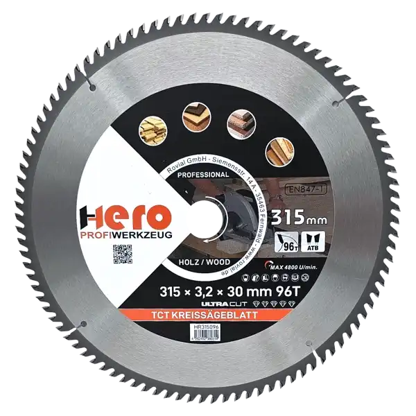Kreissägeblatt 315 x 30/20 mm 96Z Profi HM Sägeblatt TCT Sägeblätter Holz