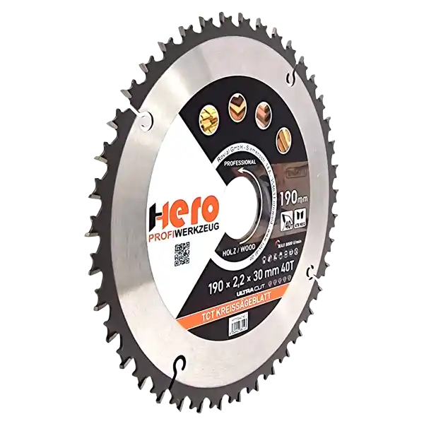 Kreissägeblatt 190 x 30/20 mm 40Z Nagelfest Bauholz Profi HM Sägeblatt TCT