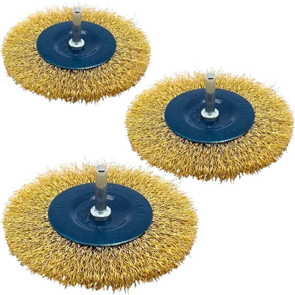 3x Scheibenbürste Rundbürste 100mm Drahtbürste Stahlbürste Schaft gewellt HERO