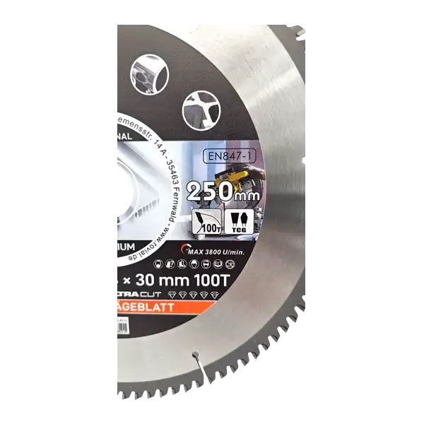 Kreissägeblatt 250 x 30/20 mm 100Z Profi HM Sägeblatt TCG Sägeblätter ALU