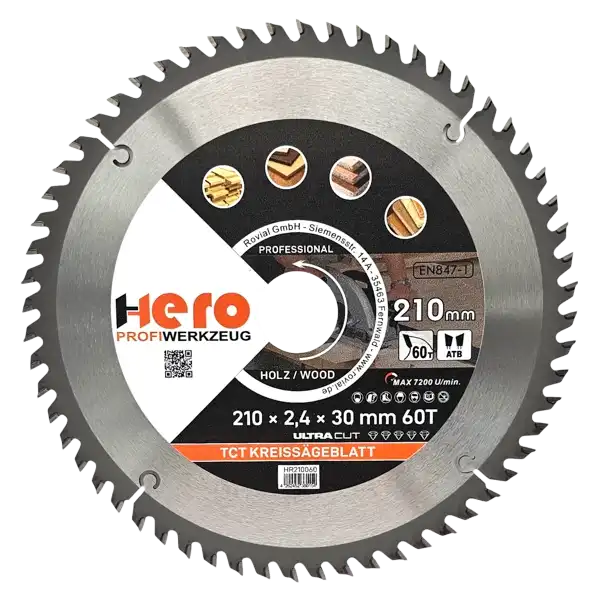 Kreissägeblatt 210 x 30/20 mm 60Z Profi HM Sägeblatt TCT Sägeblätter Holz
