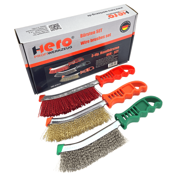 3er Set Bremssattelbürste Drahtbürsten Edelstahl Nylon Stahlbürsten Handbürste