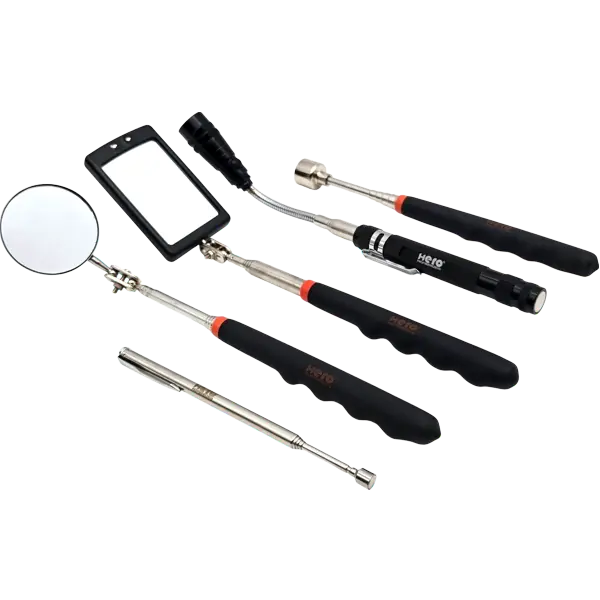 Inspektionsspiegel LED Magnetheber 5tlg Magnetstab Teleskop Inspektionslampe Set