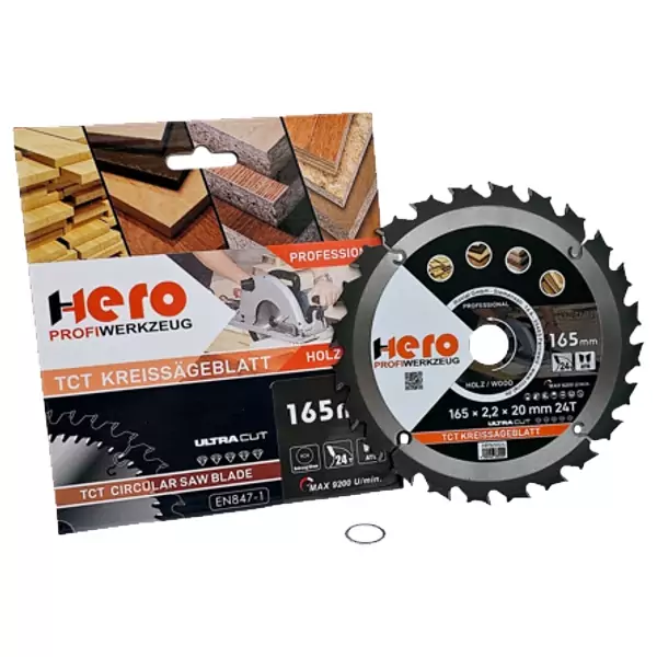 Kreissägeblatt 165 x 20/16 mm 24Z Profi HM Sägeblatt TCT Sägeblätter Holz
