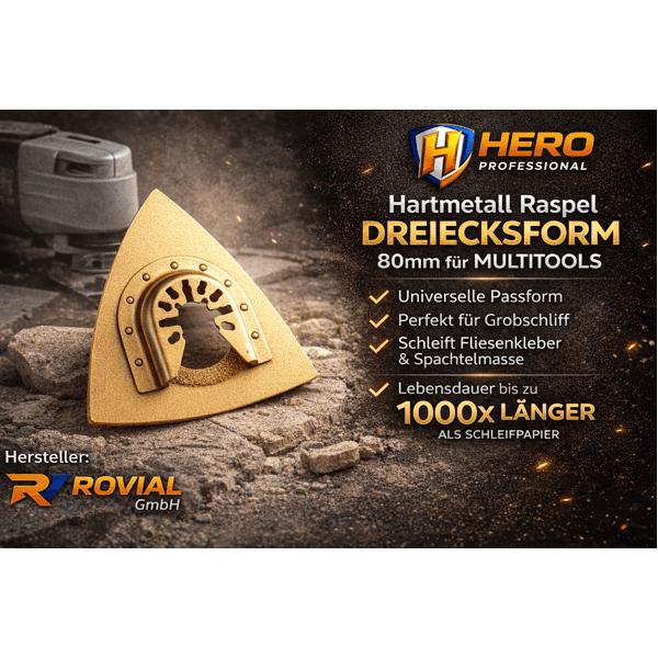 HERO Hartmetall Raspel Dreieck Multimaster 80 mm Schleifplatte Deltaschleifer