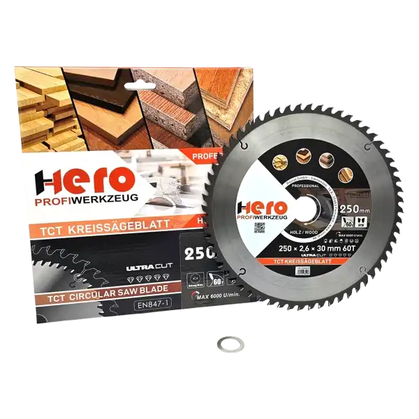 Kreissägeblatt 250 x 30/20 mm 60Z Profi HM Sägeblatt TCT Sägeblätter Holz