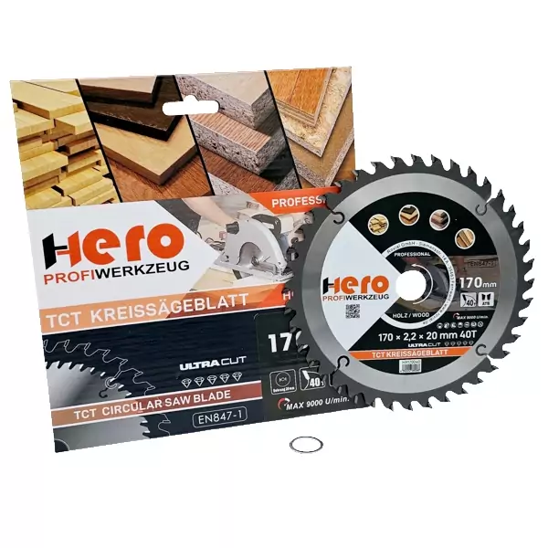Kreissägeblatt 170 x 20/16 mm 40Z Profi HM Sägeblatt TCT Sägeblätter Holz