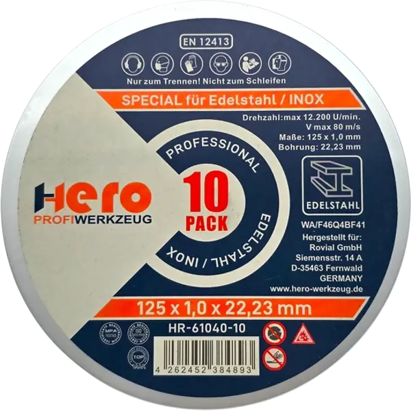 Trennscheiben 125 x 1,0mm INOX Edelstahl 10x Flexscheiben Winkelschleifer HERO