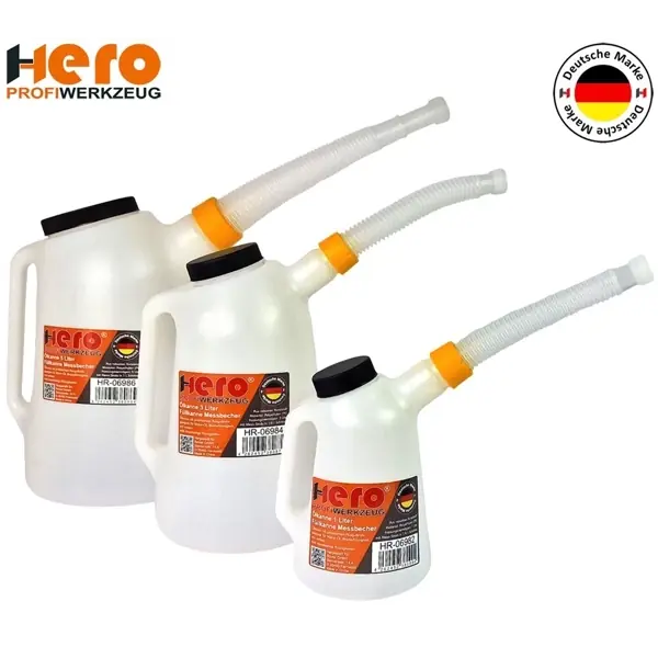 Ölkannen Messkanne Füllkanne SET 1L + 3L + 5L Messbecher Wasser Kanne Kfz HERO