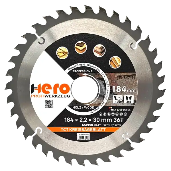 Kreissägeblatt 184 x 30/20 mm 36Z Profi HM Sägeblatt TCT Sägeblätter Holz