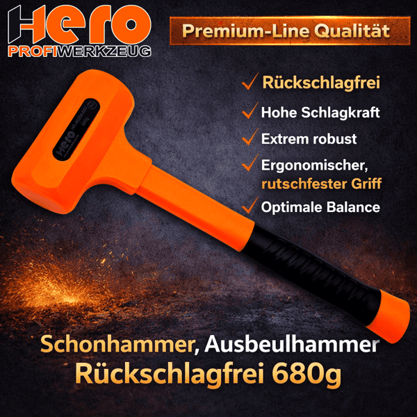 Schonhammer Ausbeulhammer Rückschlagfrei Gummihammer LUX 680g HERO Premium