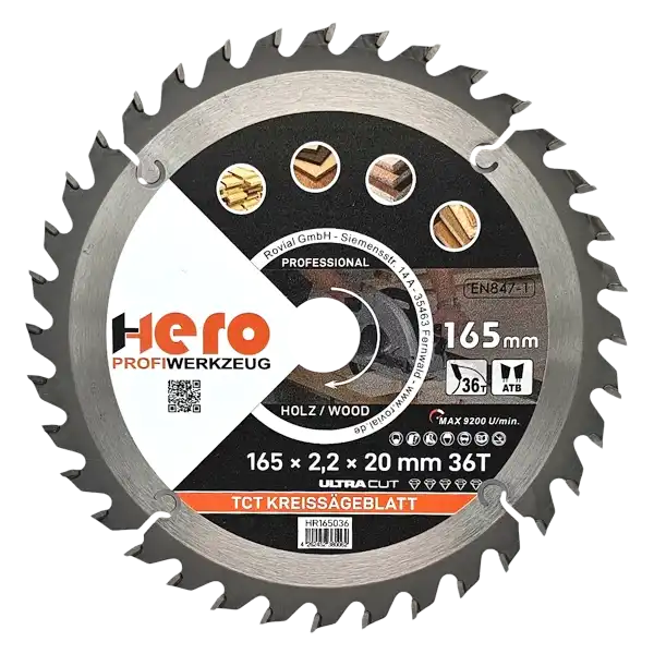 Kreissägeblatt 165 x 20/16 mm 36Z Profi HM Sägeblatt TCT Sägeblätter Holz