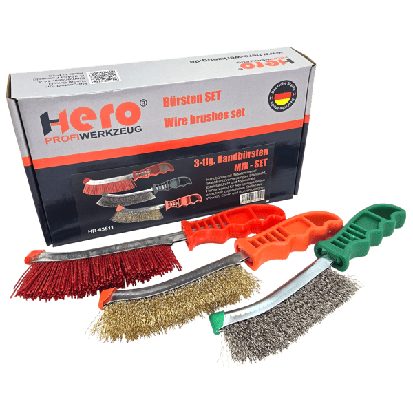 3er Set Bremssattelbürste Drahtbürsten Edelstahl Nylon Stahlbürsten Handbürste