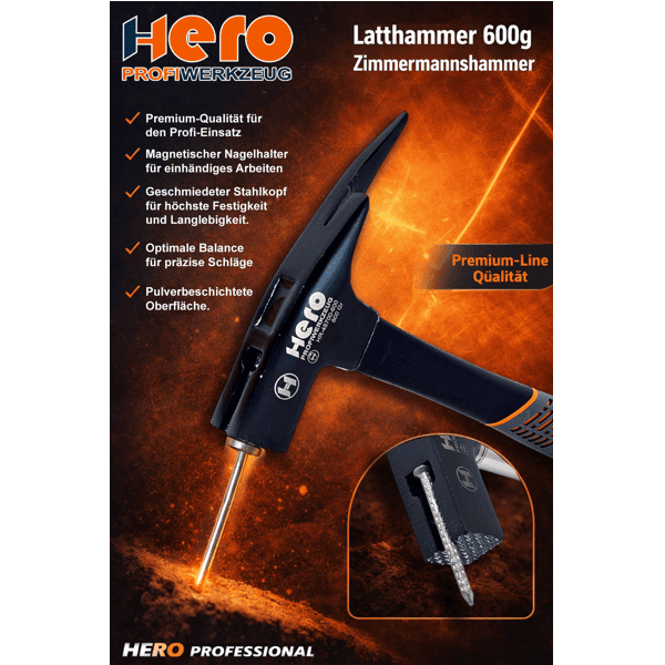 Latthammer Zimmermann Hammer Klauenhammer 600g Magnet