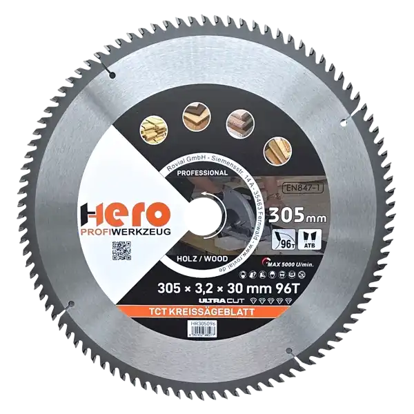 Kreissägeblatt 305 x 30/20 mm 96Z Profi HM Sägeblatt TCT Sägeblätter Holz