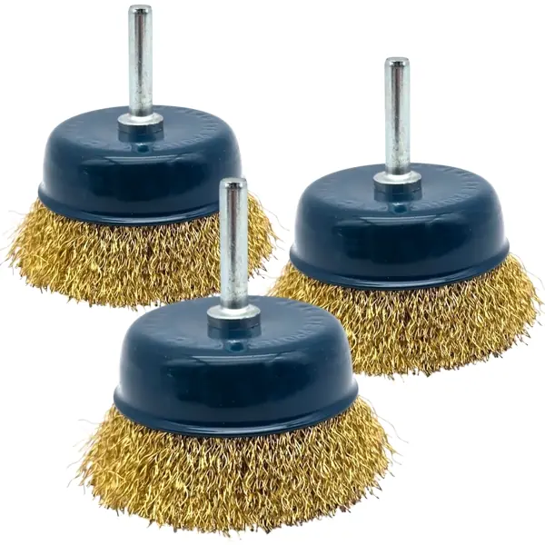 3x Topfbürste 75mm Scheibenbürste Rundbürste Drahtbürste Schaft gewellt ENCORE
