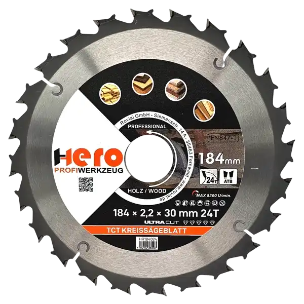 Kreissägeblatt 184 x 30/20 mm 24Z Profi HM Sägeblatt TCT Sägeblätter Holz