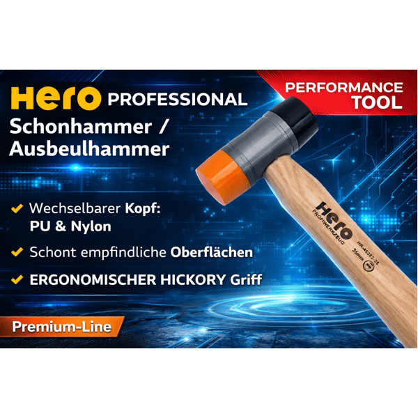 Schonhammer Ausbeulhammer PU & Nylon Schlagkopf 35mm Hammer HERO Premium