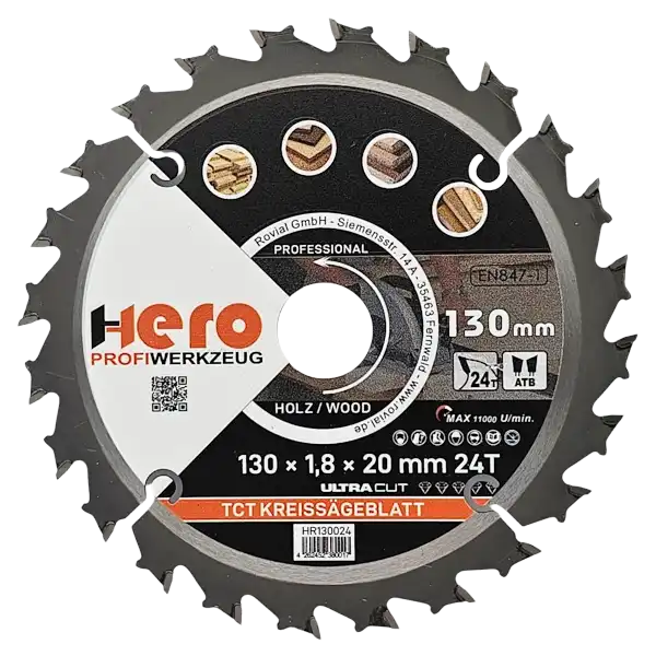 Kreissägeblatt 130 x 20/16 mm 24Z Profi HM Sägeblatt TCT Sägeblätter Holz