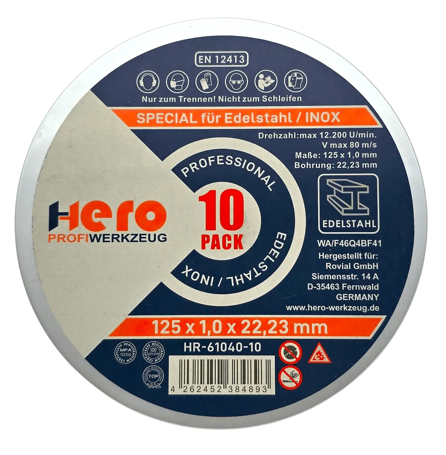 HERO Trennscheiben 125mm INOX Edelstahl 50 Stück