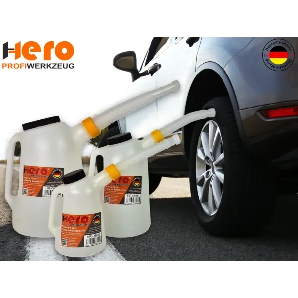 Ölkannen Messkanne Füllkanne SET 1L + 3L + 5L Messbecher Wasser Kanne Kfz HERO