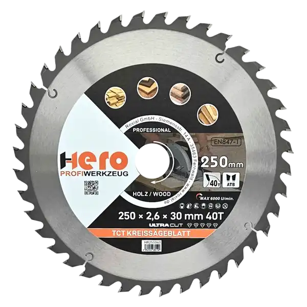 Kreissägeblatt 250 x 30/20 mm 40Z Profi HM Sägeblatt TCT Sägeblätter Holz