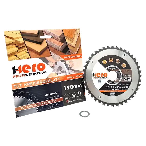 Kreissägeblatt 190 x 30/20 mm 40Z Nagelfest Bauholz Profi HM Sägeblatt TCT