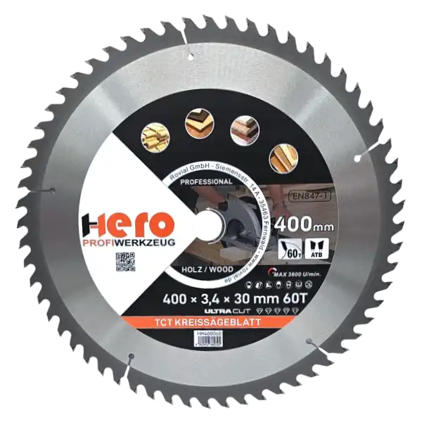 Kreissägeblatt 400 x 30/20 mm 60Z Profi HM Sägeblatt TCT Sägeblätter Holz