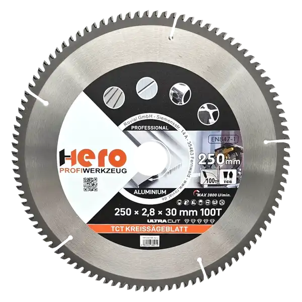 Kreissägeblatt 250 x 30/20 mm 100Z Profi HM Sägeblatt TCG Sägeblätter ALU